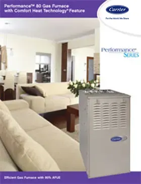 Rating of 80% AFUE Performance 80 Gas Furnace with Comfort Heat Technology